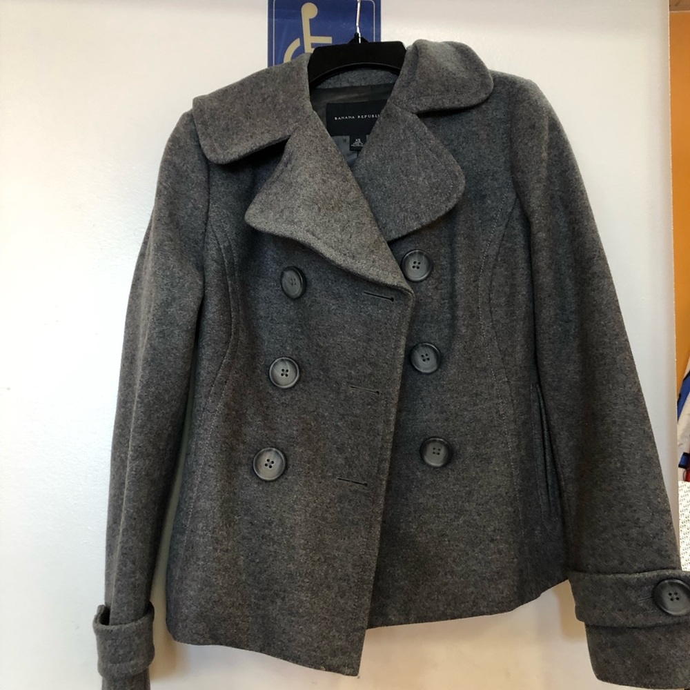 Grey banana republic pea coat